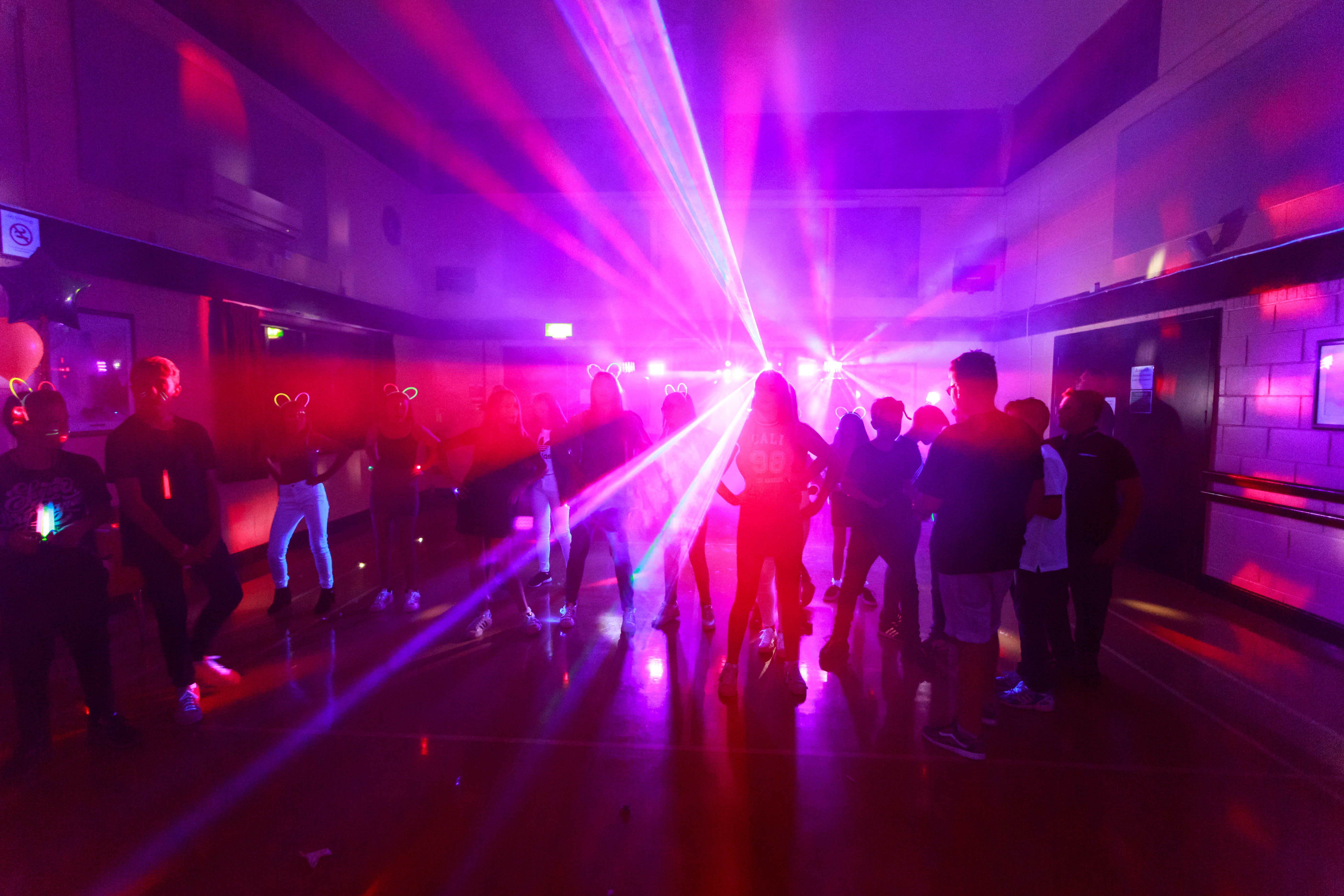 Laser disco party with colourful lights