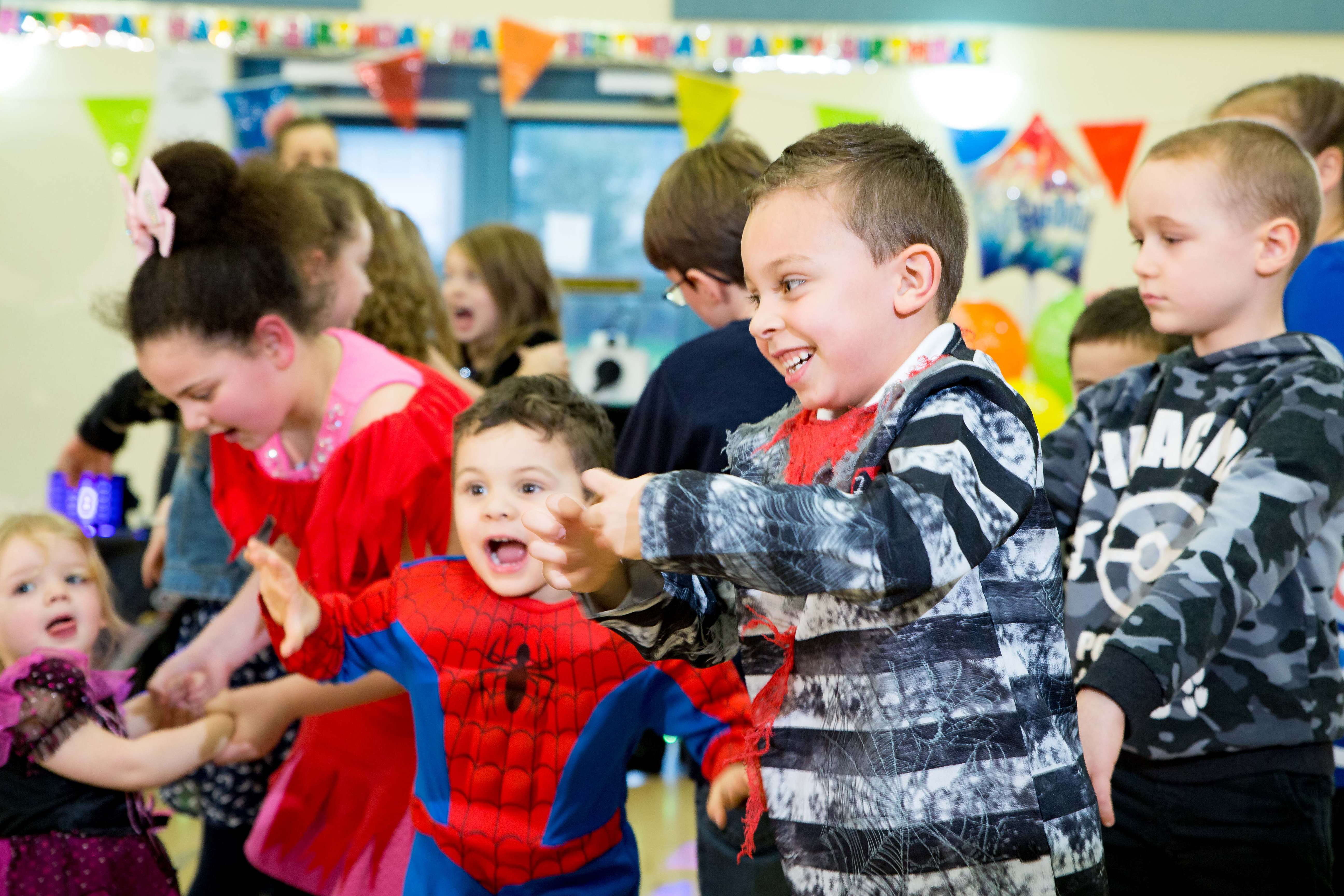 Children dressed up at a Halloween birthday party